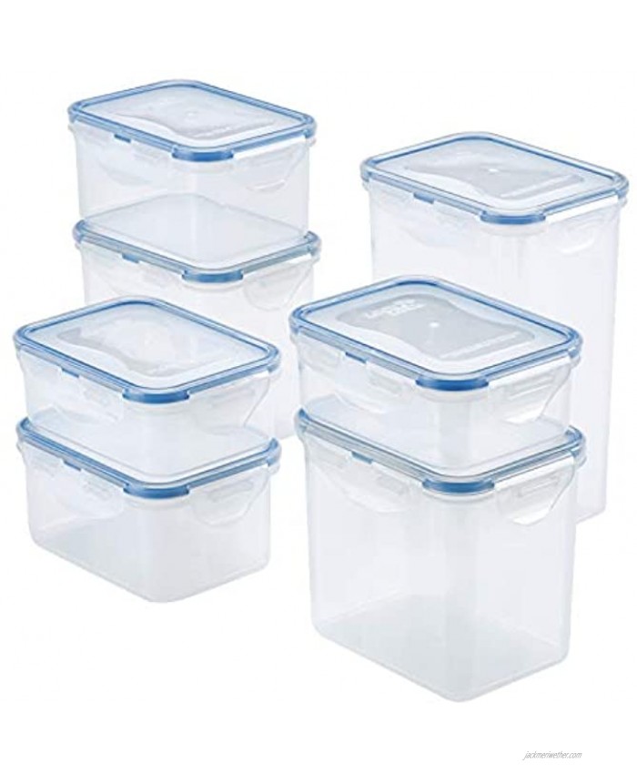 LOCK & LOCK Easy Essentials Food Storage lids Airtight containers BPA Free 14 Piece Tall Rectangle Clear