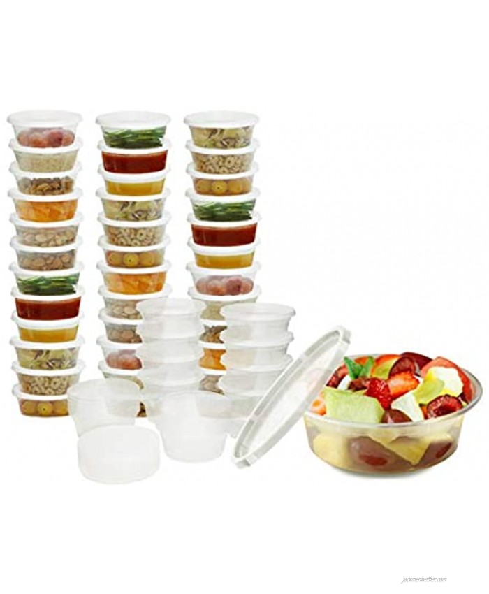 Plastic Food Storage Containers with Lids Restaurant Deli Cups Great for Slime Party Supplies Meal Prep and Portion Control Leakproof and Microwave Safe BPA Free 8 oz Set of 50