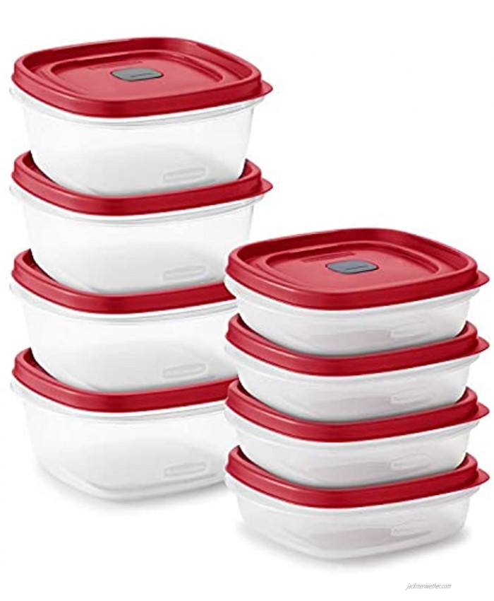 Rubbermaid Easy Find Vented Lids Food Storage Set of 8 16 Pieces Total Plastic Meal Prep Containers 8-Pack Racer Red