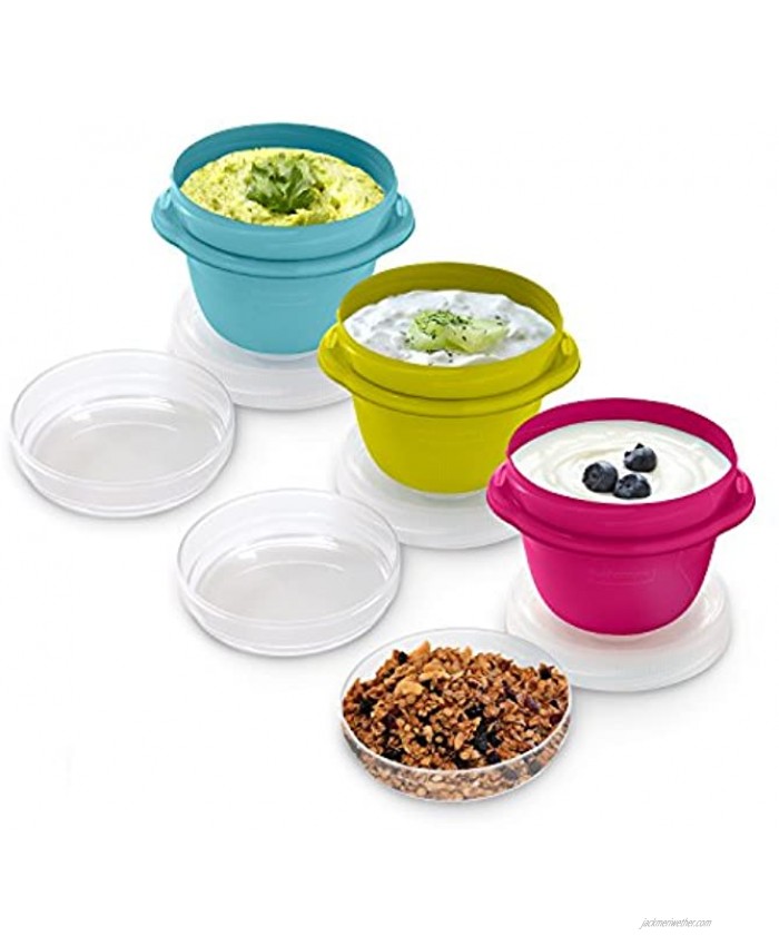 Rubbermaid TakeAlongs Snacking Food Storage Containers 1.2 Cup Assorted Colors 3 Count