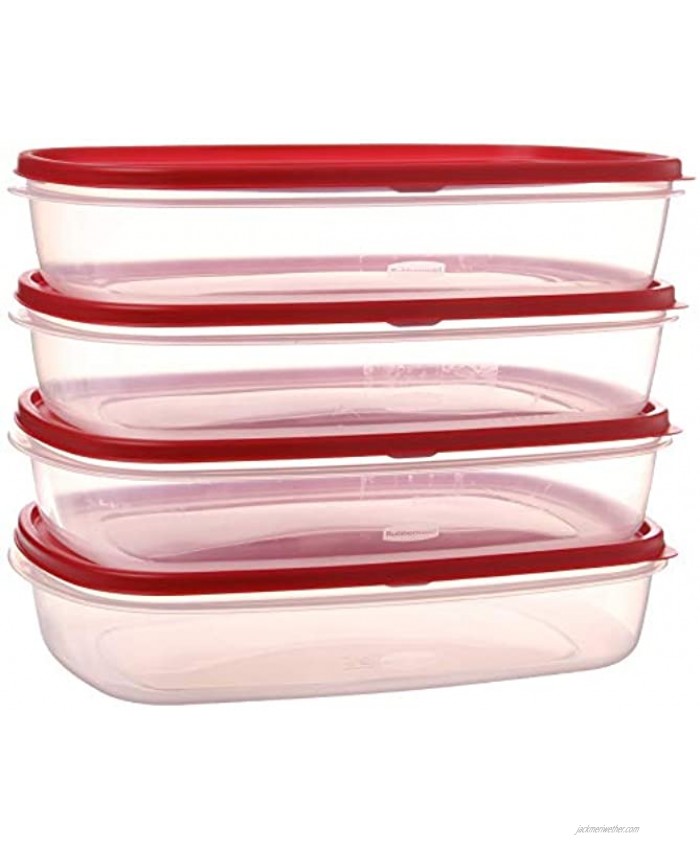 Rubbermaid 644766082353 Easy Find Lid Food Storage Container BPA-Free Plastic 1-1 2 Gal 4-Pack clear
