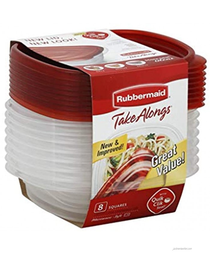 Rubbermaid 7F58 8-Piece TakeAlongs Food Storage Container Set Sandwich Red