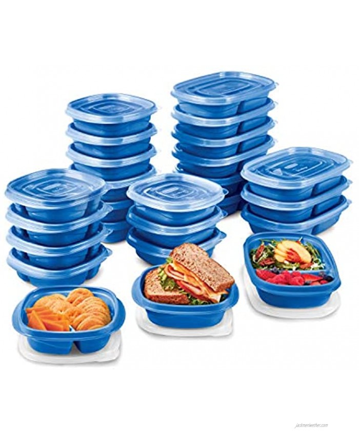 Rubbermaid TakeAlongs On The Go Food Storage and Meal Prep Containers Set of 25 50 Pieces Total Marine Blue