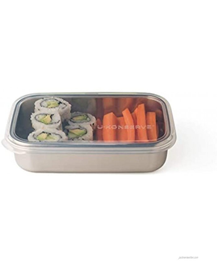 U-Konserve Stainless Steel Rectangle Food-Storage Bento Box Container 25oz Clear Silicone Lid Leak Proof and Airtight Dishwasher Safe Plastic Free