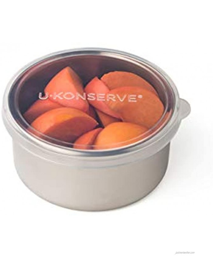 U-Konserve Stainless Steel Round Food-Storage Lunch Container 9oz Clear Silicone Lid Leak Proof and Airtight Dishwasher Safe Plastic Free