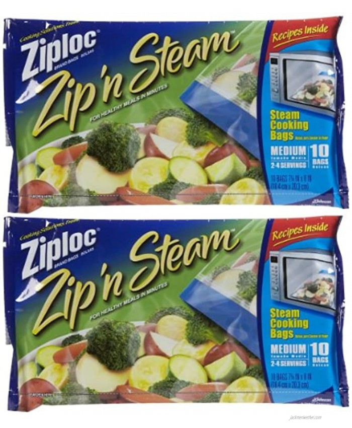Ziploc Zip'N Steam Cooking Bags 10 ct-2 pack