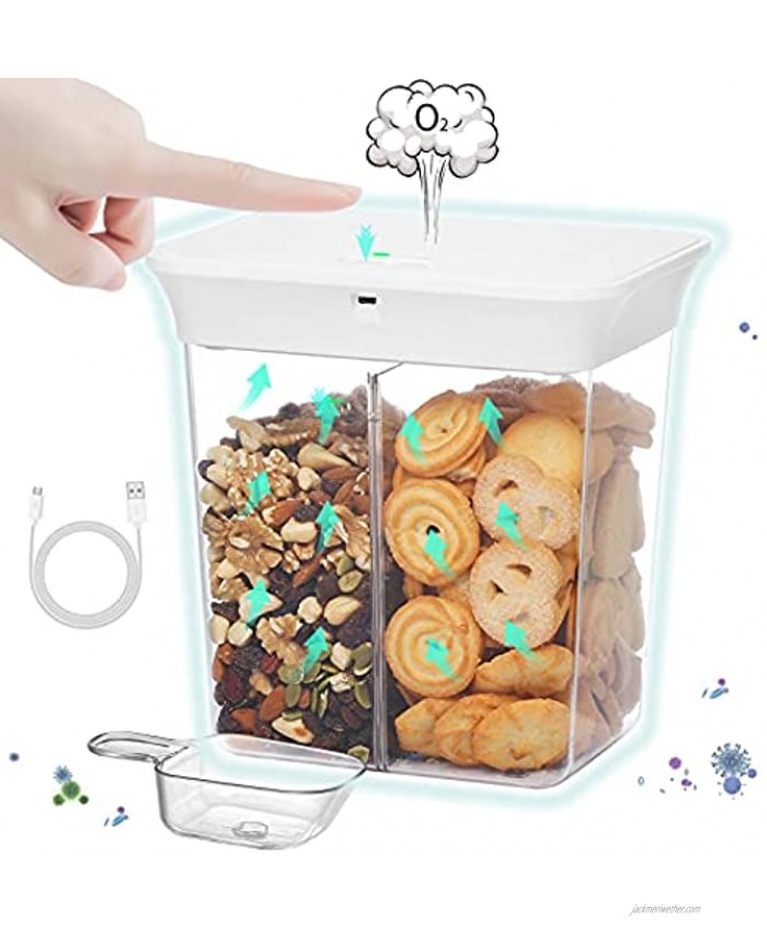 YOUDU Vacuum Food Storage Containers: Airtight Lids Smart Vacuum Auto Storage Container for Flour Sugar Cereal Meat Vegetable Rice Fruit Coffee Pet Food Kitchen & Pantry Organization