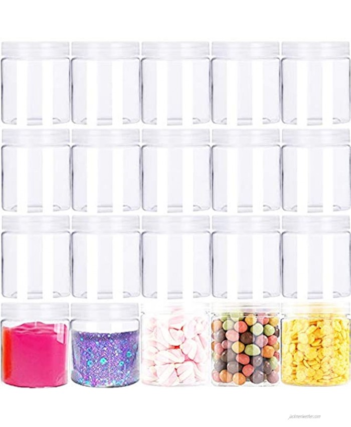 Clear Slime Storage Containers,20 Pack 4oz Empty Plastic Jars with Lids,Round Plastic Jars for Lotion,Slime Making,Food Storage