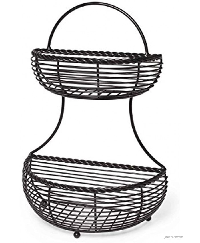Gourmet Basics by Mikasa Rope 2-Tier Flatback Metal Storage Basket