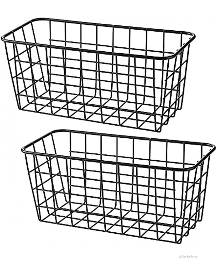LeleCAT Small Wire Stroage Baskets Wire Baskets for Kitchen Cabinets Pantry mall bags of tea and seasoning packets Bathroom Black 2 Pack