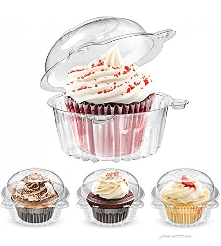 Individual Cupcake Containers 50 Pack Clear Plastic Single Cupcake Muffin Dome Holders for Sandwich Hamburgers Fruit Salad Stackable Individual Cupcake Holders with Lids