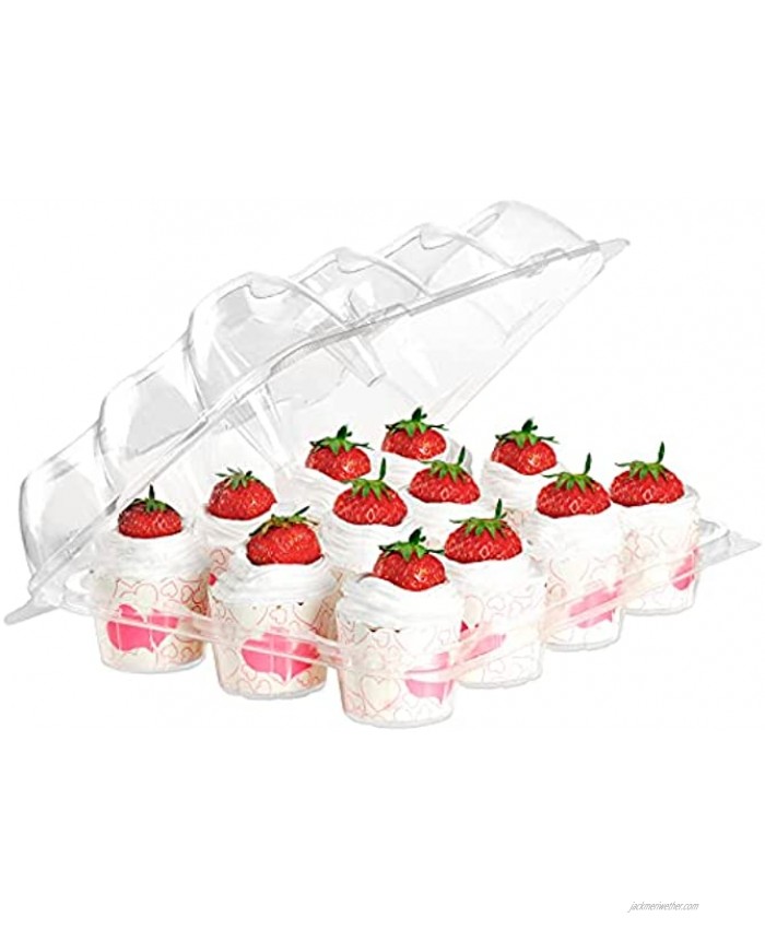 Plastic Cupcake Containers Disposable 12 Compartment of 12，12 Pack High Dome Cupcake Boxes 12 Cavity Dozen Clear Cupcake or Muffin Holder Container with Lid for Transport