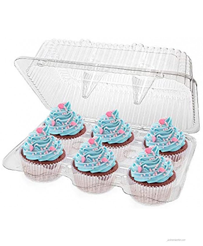 Stock Your Home 6-Compartment Disposable Containers 40 Count Plastic Cupcake Containers Disposable Trays for Cupcakes & Muffins Hinged Lock Cupcake Clamshell Deep Cups for Cupcake Storage