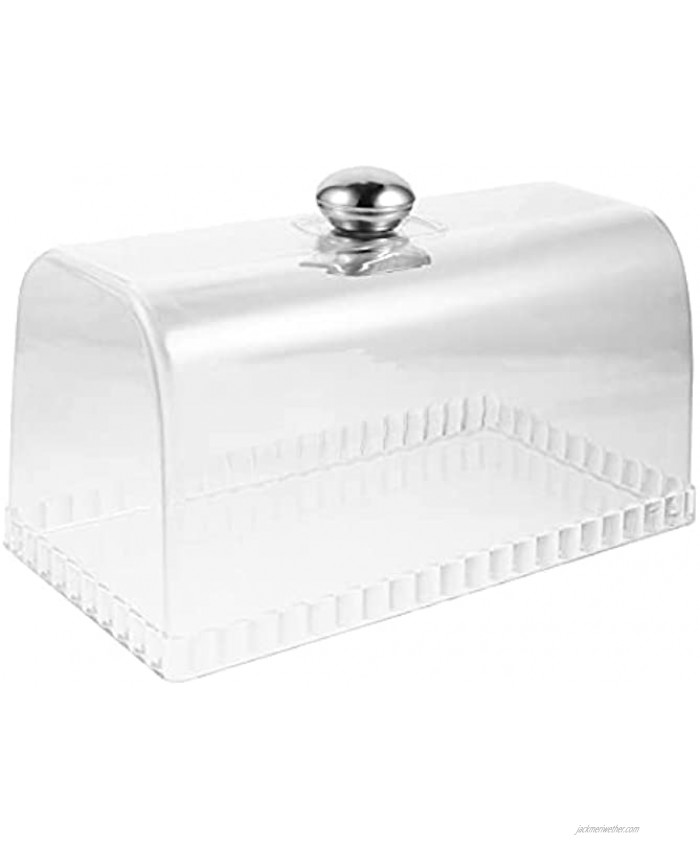 Cabilock Clear Bread Box Rectangular Food Storage Keeper Carrier Translucent Dome Cake Display Cover for Bread Roll Baguettes Cake