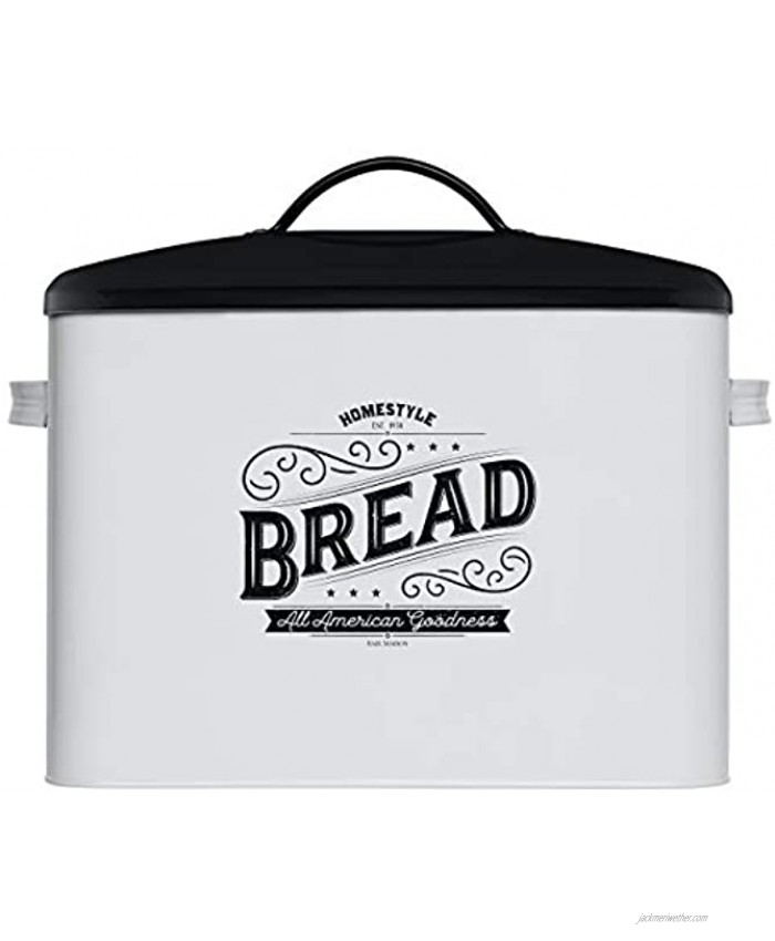 Extra Large White Bread Box with Black Lid Bread Boxes for Kitchen Counter Holds 2+ Loaves for All Your Bread Storage – Farmhouse Kitchen Vintage Bread Storage Container and Counter Organizer