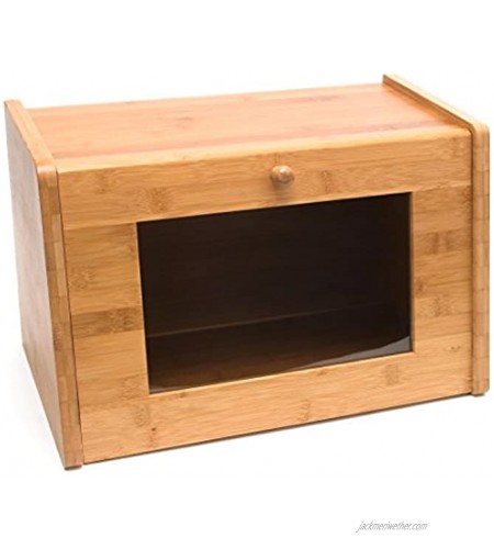 Lipper International Bamboo Wood Bread Box with Tempered Glass Window 15-1 2 x 9-1 2 x 9-3 4
