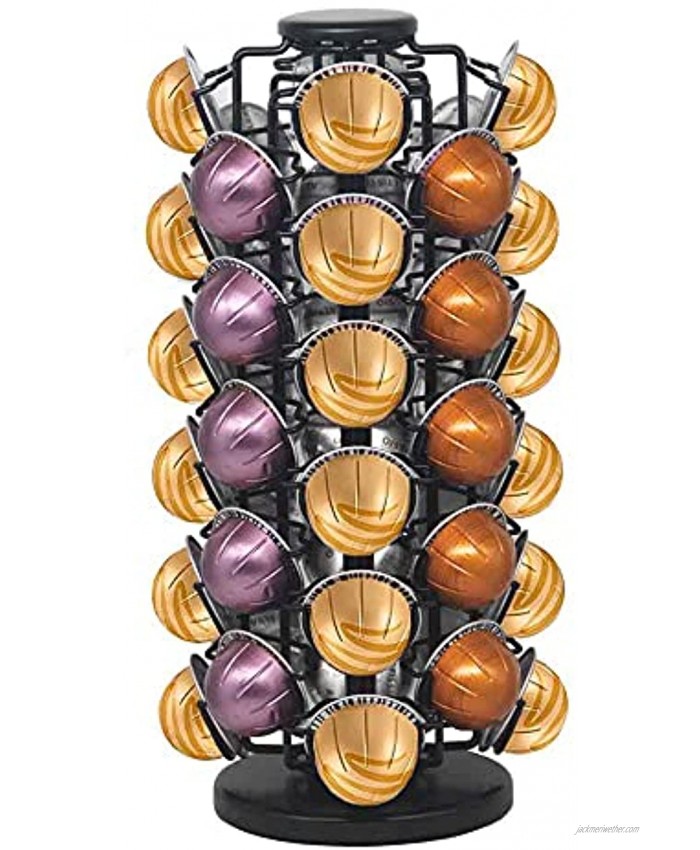 BLACKSMITH FAMILY Coffee Capsules Holder,Compatible with 44 Nespresso Vertuo Pods,Nespresso Capsule Holder Comes All in One Piece,No Assembly Required Lazy-Susan Base. Matte Black