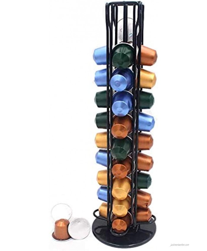 Coffee Capsule Storage Holder for Nespresso Capsule Spinning Carousel Rack 360 Degree Rotatable Coffee Capsules Holder Rack for Nespresso Holds 40 Coffee Pods Ideal-for Home & Office Black