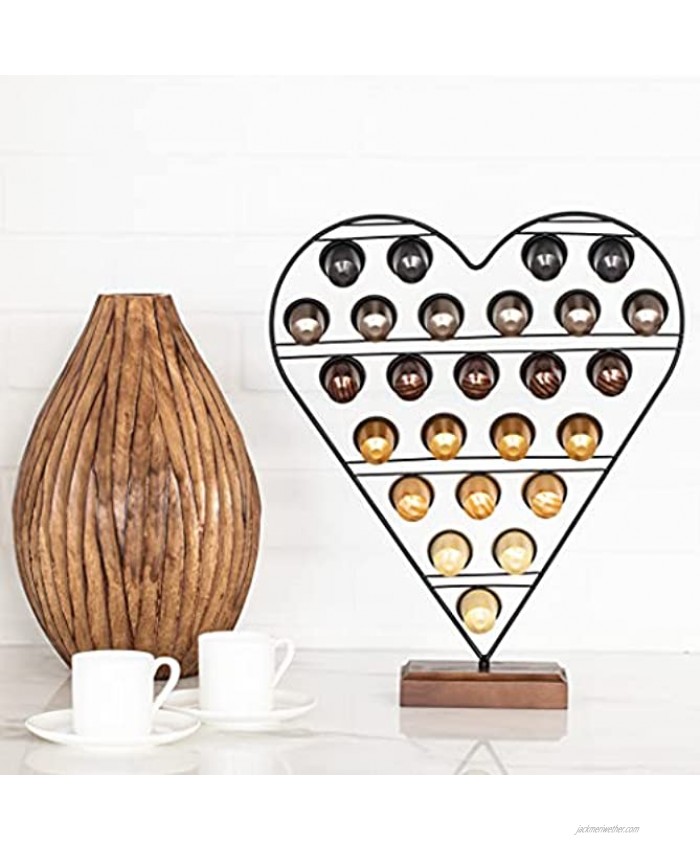 Salak 22 Compatible Coffee Pod Holder and Organizer for Nespresso Original Line Holds up to 25 Capsules Heart Shaped