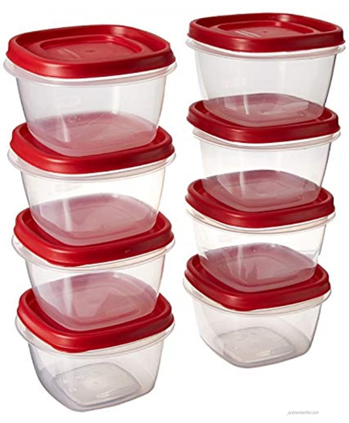 Rubbermaid 7J60 Easy Find Lid Square 2-Cup Food Storage Pack of 8 Containers
