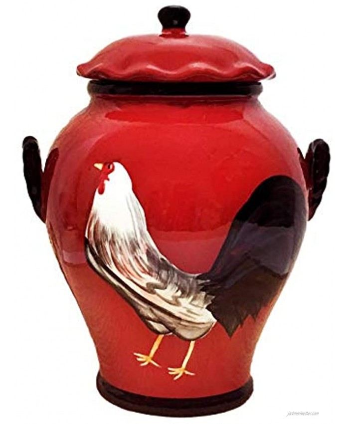 Tuscany Roamer Rooster Hand Painted Cookie Jar By A.C.K. Trading Co.