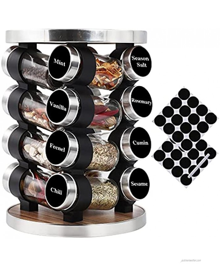 Spice Rack Organizer for Cabinet Revolving Countertop Organizer with 16 Seasoning Jars Standing Storage Spice Tower for Kitchen
