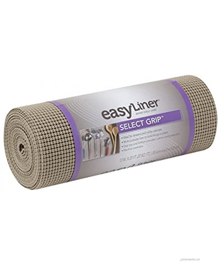 Duck Non-Adhesive Shelf Liner Select Grip EasyLiner 12-inch x 20 Feet Brownstone