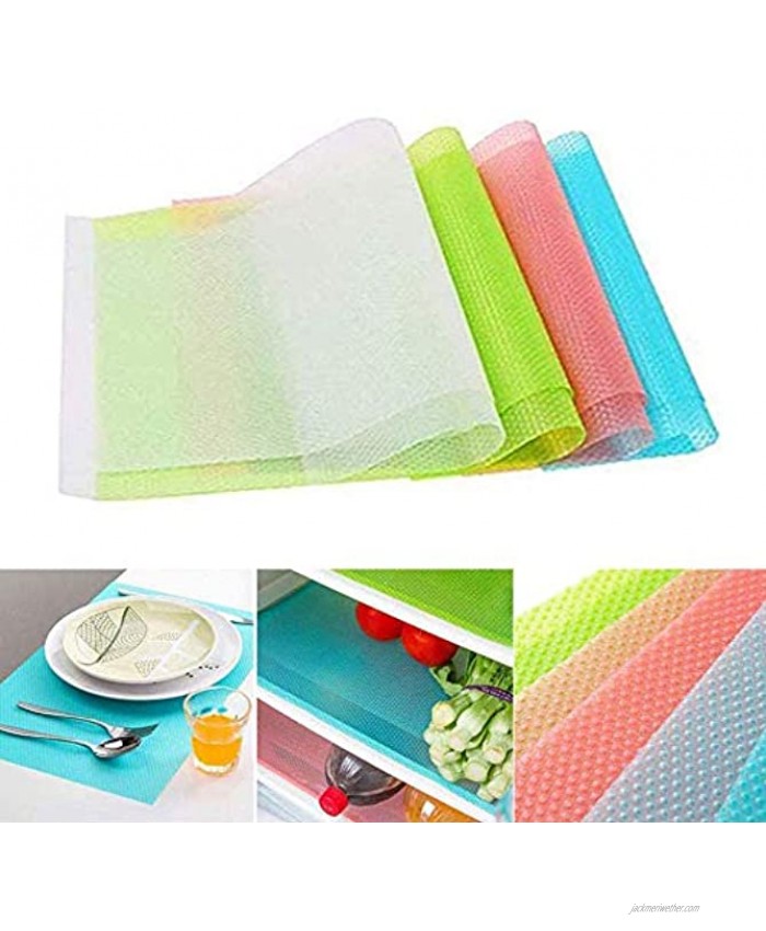 Fridge Liner Mats 8 Pack Refrigerator Liners Mats with Washable Waterproof Can Be Cut Cabinet Drawer Shelf Liner for Shelves 2Red 2Green 2Blue
