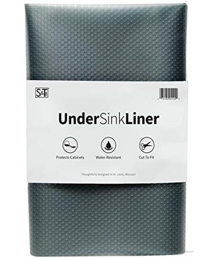 S&T INC. Under Sink Mat Water-Resistant and Non Adhesive Plastic Shelf Liner Charcoal 24 in. x 48 in.