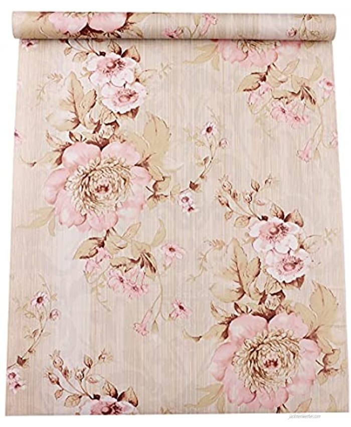 Self Adhesive Decorative Pink Peony Floral Contact Paper Shelf Liner Peel and Stick Removable Wallpaper for Shelves Drawer Furniture Wall Arts and Crafts Decoration 17.7x78.7 Inches