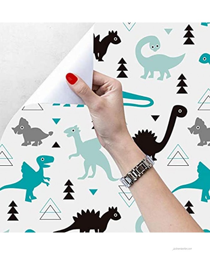 Taogift Peel and Stick Dinosaur Cartoon Contact Paper Wallpaper for Kids Boys Room Bedroom Walls Decoration 17.7x78.7 Inches