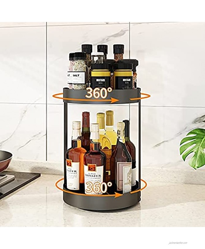 2-Tier Turntable Spice Rack Lazy Susans Rotating Spice Rack Storage Tray for Spice Sorting Turntable Organizer for Cabinet