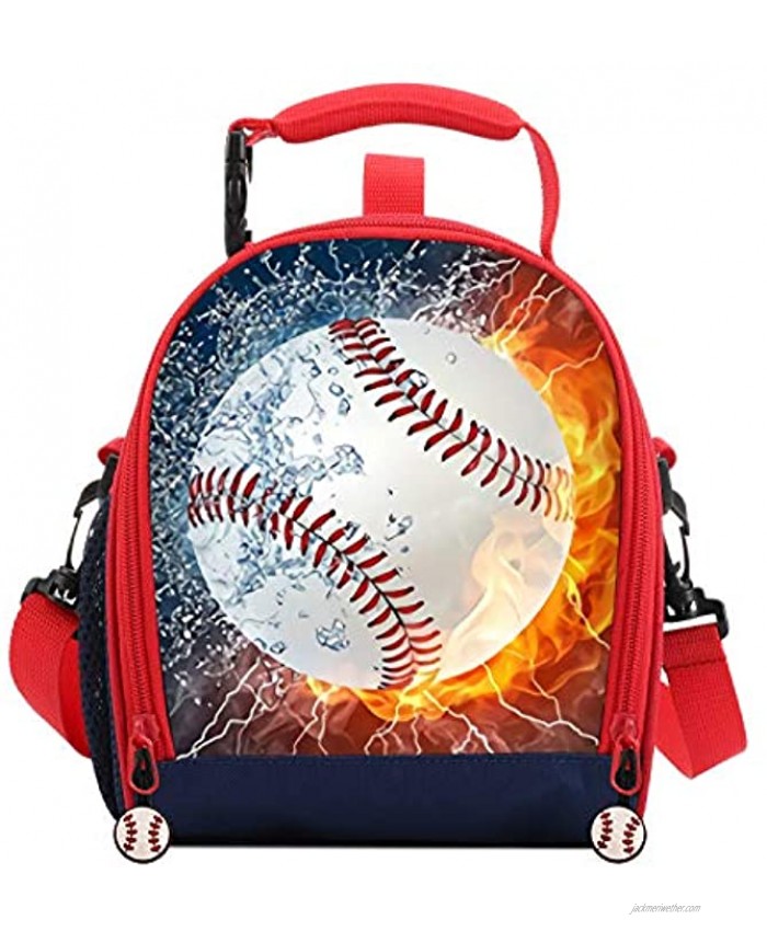 Kids Lunch Box For Boys Resuable Multi Convertible Insulated Thermal Boys Lunch Bags Tote With Shoulder Strap Lunch Box Backpack Sandwich Snack Bags Girls For School 3D Baseball Lunch Bags For Kids