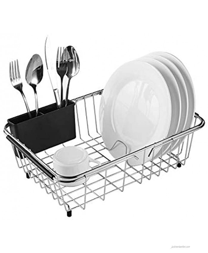 Adjustable Over Sink Dish Rack Stainless Steel Dish Drying Rack On Counter or in Sink Rustproof