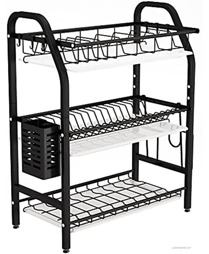 Dish Drying Rack 1Easylife 3 Tier Dish Rack for Pots and Pans Stainless Steel Dish Drainer with Utensil Holder Cutting Board Holder and Removable Drain Tray for Kitchen Counter Organizer