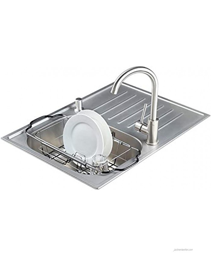 Expandable Over the Kitchen Sink Small Dish Drainer Drying Rack Chrome Plated