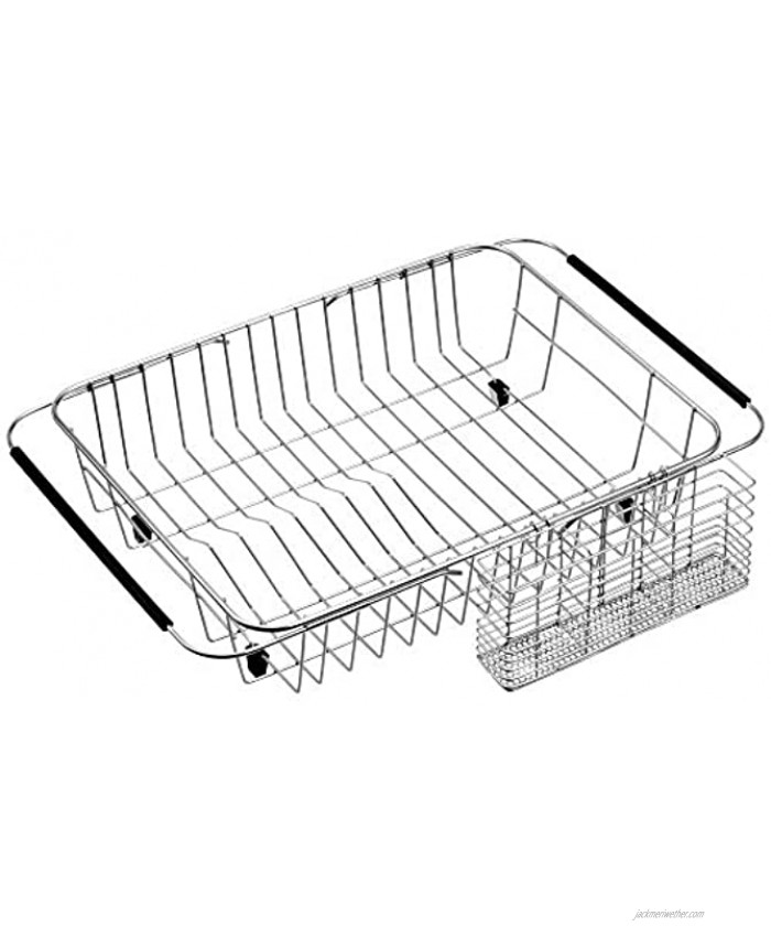 iPEGTOP Expandable Dish Drying Rack with Rustproof Stainless Steel Utensil Cutlery Holder Over Sink Dish Rack Basket Shelf Dish Drainer in Sink or On Counter