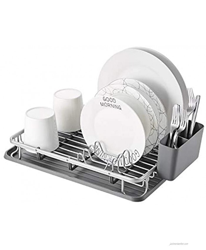 KK KINGRACK Aluminum Dish Drying Rack with Utensil Holder Drainboard for Kitchen Countertop Dish Drainer 112055