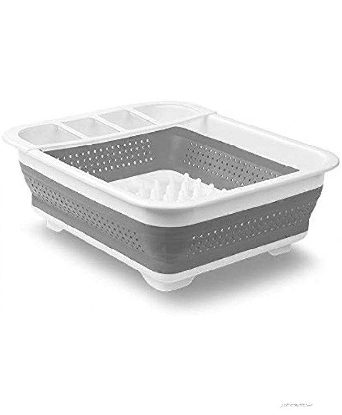 madesmart EMW6337273 Collapsible Dish Rack Grey White