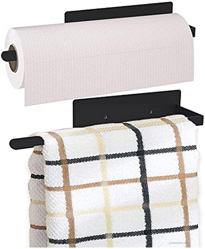 2 Pack Magnetic Paper Towel Holder for Refrigerator Kitchen Towel Rack Magnetic Towel Bar Multi Function Made of Iron,Used for Kitchen,Bathroom,No Drilling Black 2 Pack