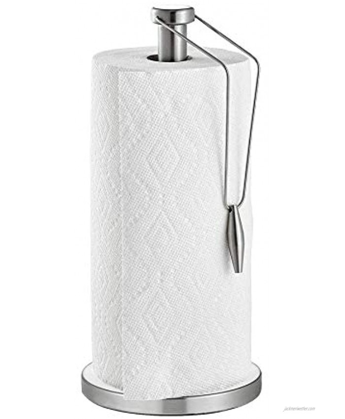 Dual Purpose Paper Towel Holder Stainless Steel Paper Towel Holder Stand with Base Vertical Design Paper Towel Stand Countertop for Kitchen Bedroom-13Inch