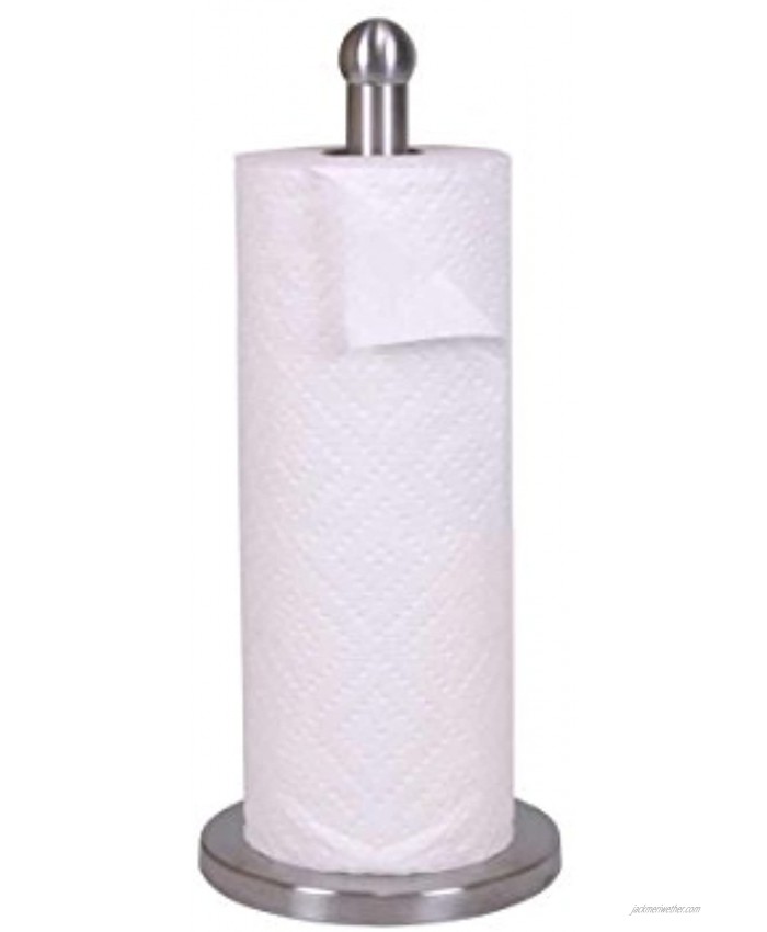 Home Basics Free-Standing Stainless Steel Paper Towel Holder with Weighted Base Silver