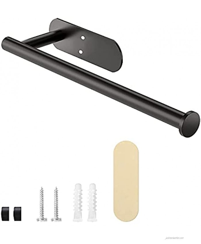imsiboc Paper Towel Holder Under Cabinet Wall Mount for Kitchen Paper Towel Bar Self Adhesive or Drilling Black Paper Towel Rack Premium SUS304 Stainless Steel