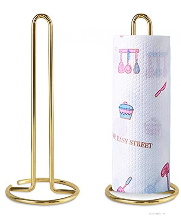 Paper Towel Holder Akamino Standing Paper Towel Roll Rack with Weighted Base for Kitchen Countertop Dining Room Table Gold