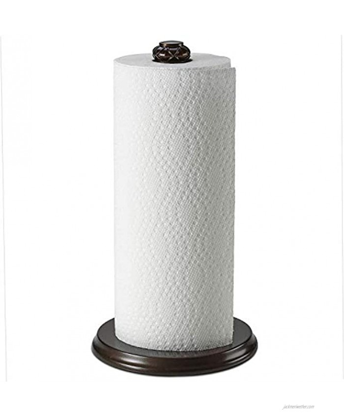 Paper Towel Holder stand for countertop Decorative Freestanding Holder for Paper towels Non-Slip Weighted Base Sturdy Durable and Heavy Duty Fits Regular & Jumbo Rolls Oil Rubbed Bronze Finish