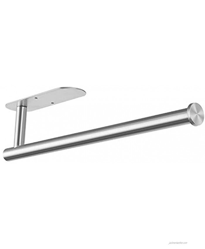Paper Towel Holder Under Kitchen Cabinet Self Adhesive or Drilling SUS304 Stainless Steel Wall Mount Silver Paper Towel Rack for Kitchen Pantry Sink Bathroom