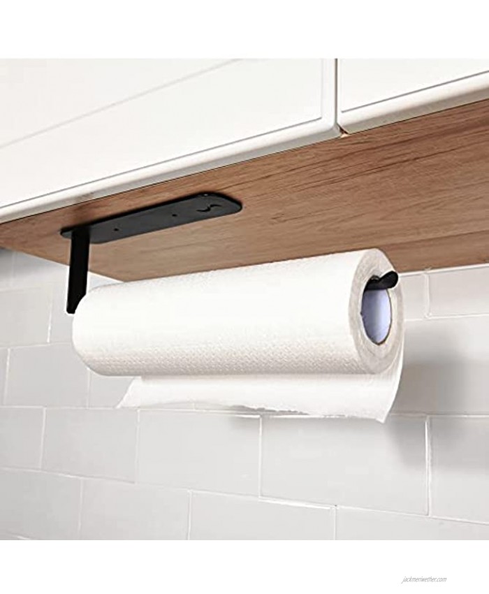 Simple rural Paper Towel Holders Under Cabinet Paper Towels Holder Wall Mount Self-Adhesive or Drilling Towels Paper Rack 12 Inch Matte Black