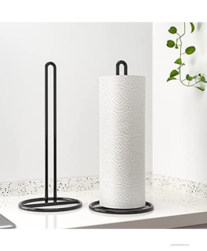 Simple Stand Up Paper Towel Holder Countertop – Easy One-Handed Tear Kitchen Paper Towels Dispenser for Standard Paper Towel Rolls,Magnetic Paper Towel Holders for Farmhouse,Bathroom,Kitchen Black