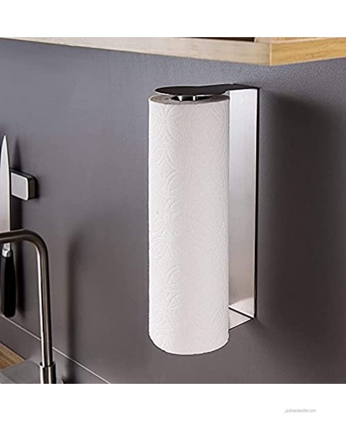 YIGII Paper Towel Holder Wall Mount Adhesive Paper Towel Rack Under Cabinet Kitchen Paper Roll Holder Stick on Wall Stainless Steel