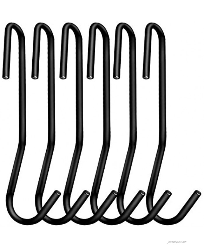 ESFUN 12 Pack 5 inches Heavy Duty S Hooks Black Pot Hooks Pan Rack Holder Hooks for Hanging Kitchen Utensils Pots Pans Clothes Bags Towels Plants with 90 Degree Twist Angled